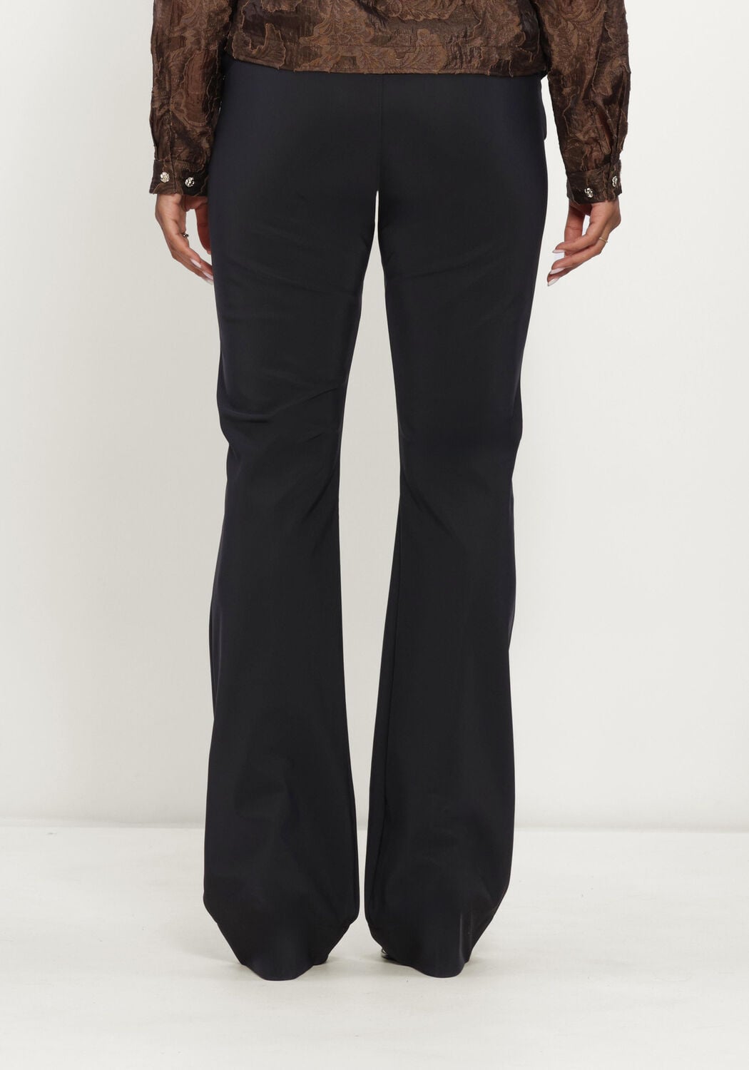 Zwarte STUDIO ANNELOES Flared broek Flair LONG bonded trousers - large