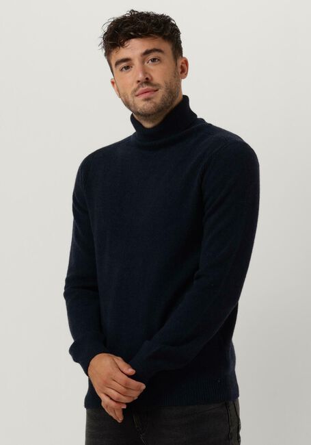 Donkerblauwe ANERKJENDT Coltrui AKNICO SOLID ROLL NECK LAMBSWOOL - large