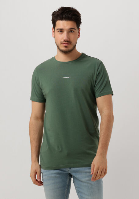 Donkergroene PUREWHITE T-shirt TSHIRT WITH SMALL LOGO ON CHEST AND BIG BACK PRINT - large