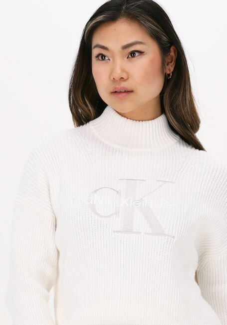 Gebroken wit CALVIN KLEIN Trui TWO TONE MONOGRAM LOOSE SWEATER - large