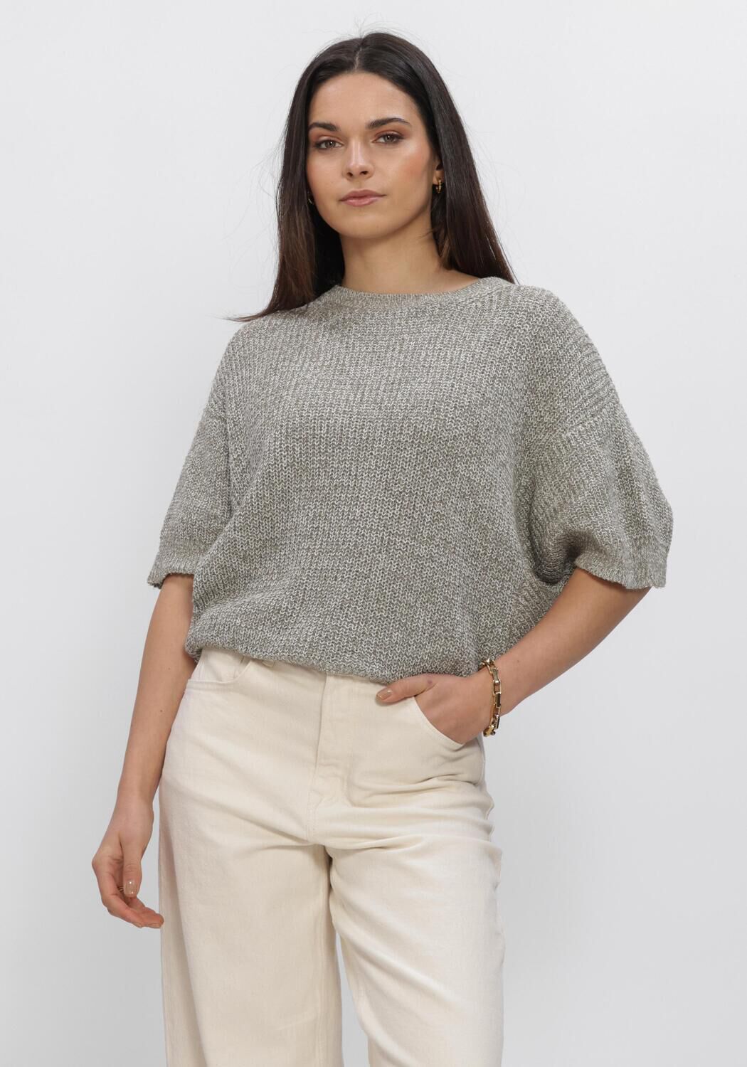 Grijze SIMPLE Top SHORT SLEEVE TOP - large