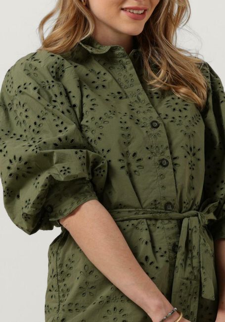 Olijf SCOTCH & SODA Mini jurk PUFF SLEEVE COTTON MIDI DRESS - large