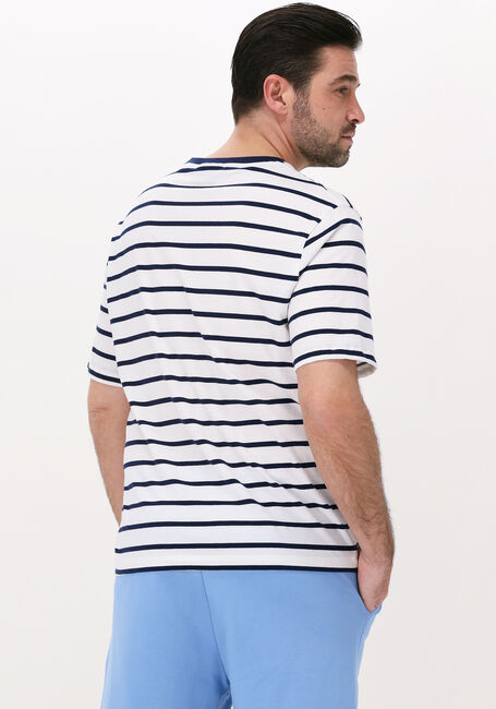 Blauwe SCOTCH & SODA T-shirt STRIPED JERSEY CREWNECK T-SHIRT WITH BADGE IN ORGANIC COTTON - large