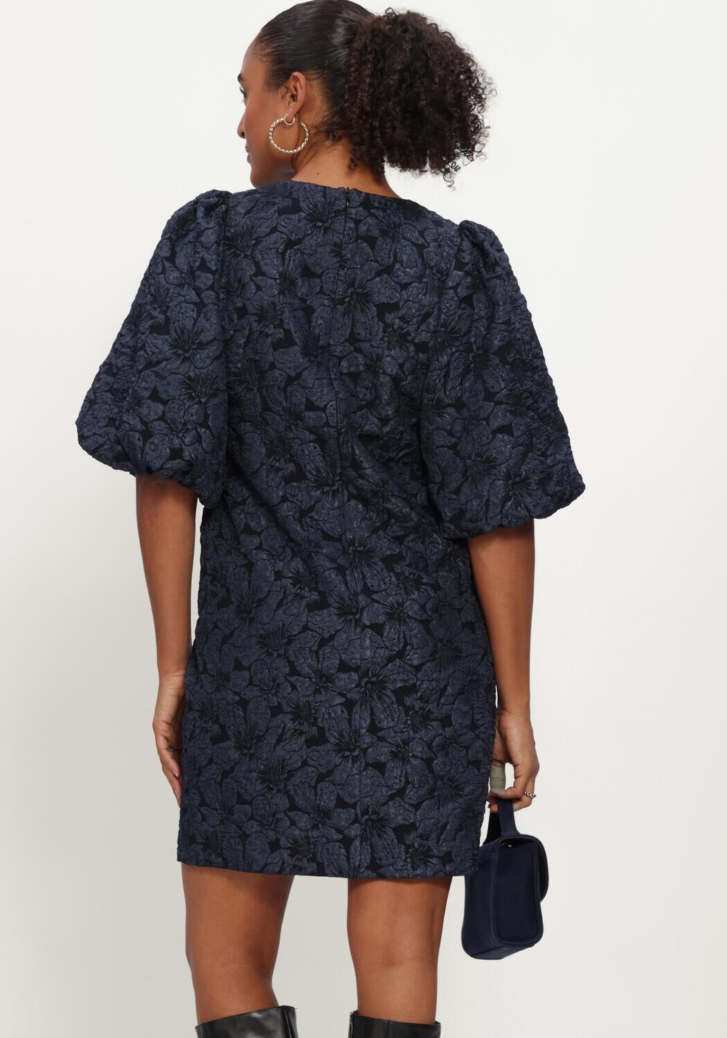 Donkerblauwe NOTRE-V Mini jurk NV-IZETTE TONED BROCADE - large