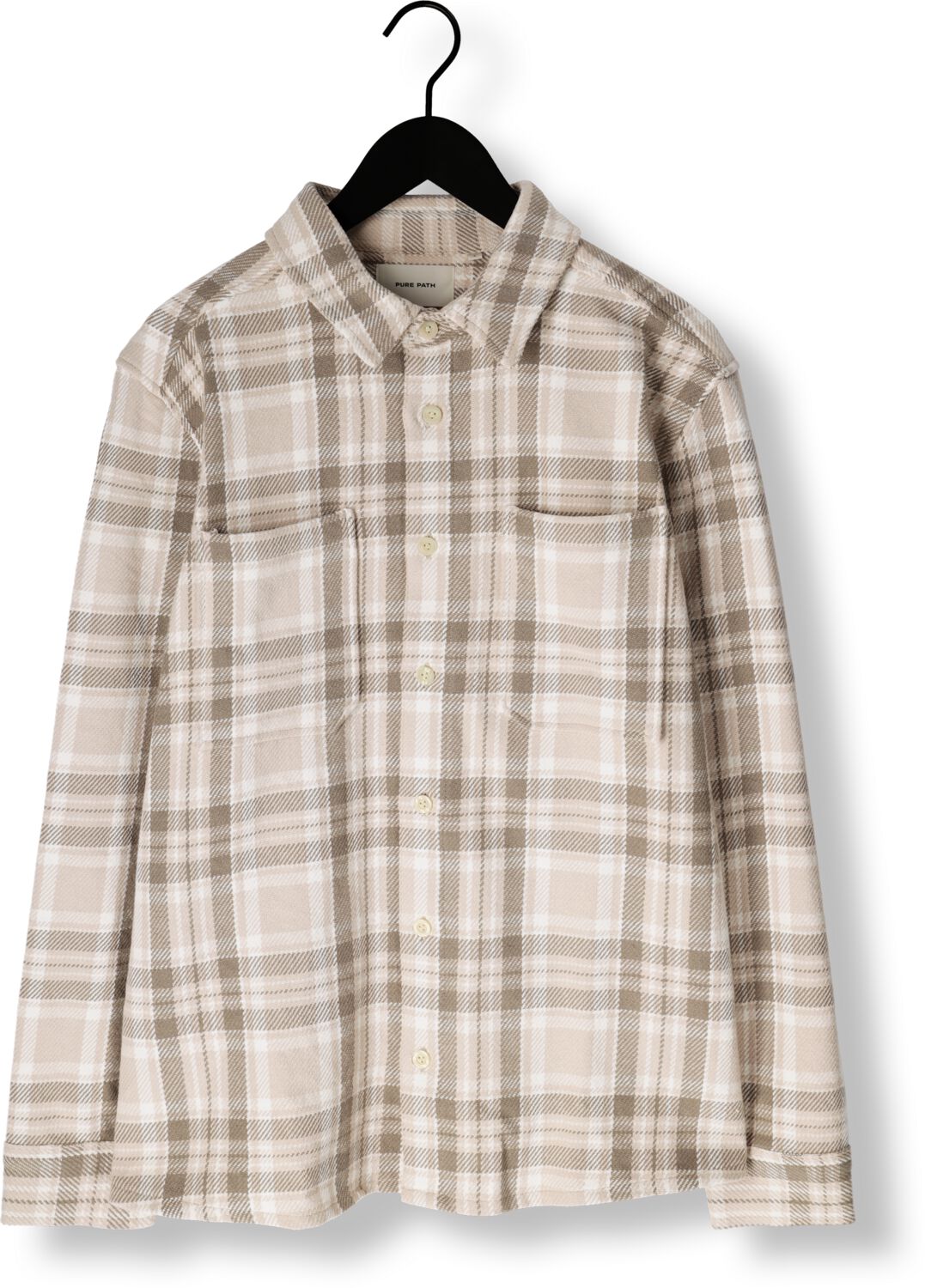 PURE PATH Heren Overshirts Regular Fit Longsleeve Shirts Beige
