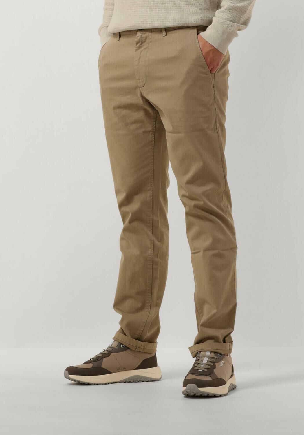 Boss Orange Slim Fit Chino in Satijn Stretch Beige Heren