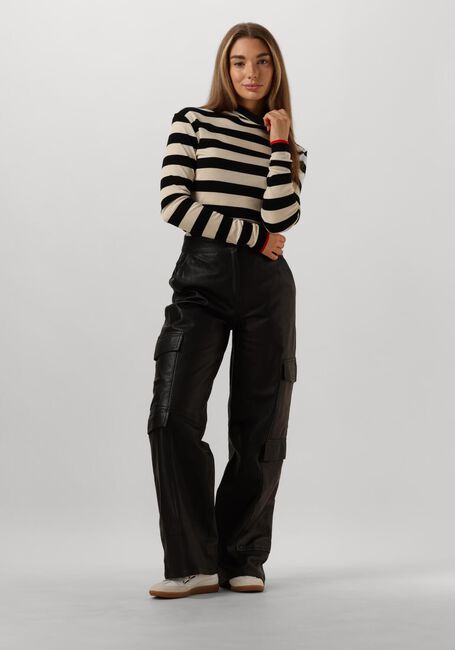 Zwarte SUMMUM Tops & T-shirts TURTLE NECK TOP SHEER JERSEY STRIPE - large