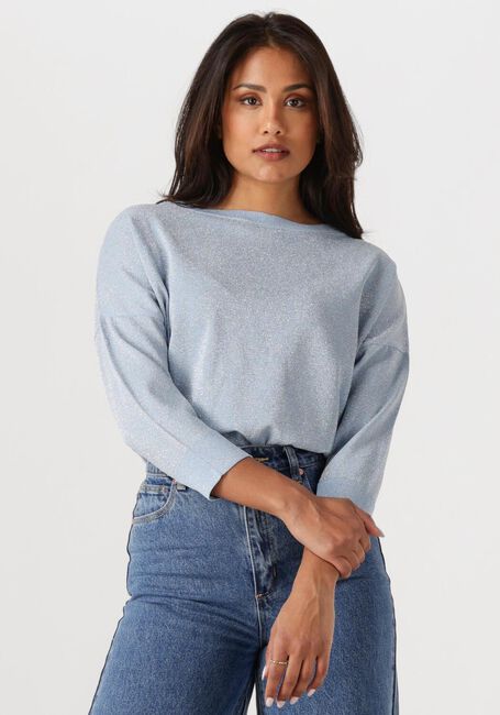 Lichtblauwe JANSEN AMSTERDAM Top ILONA TRUI LK 194 LONG SLEEVE - large