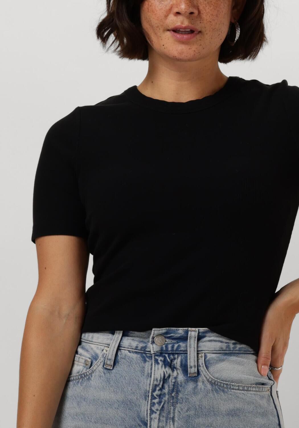 CATWALK JUNKIE Dames Tops & T-shirts Ribbed Tee Zwart