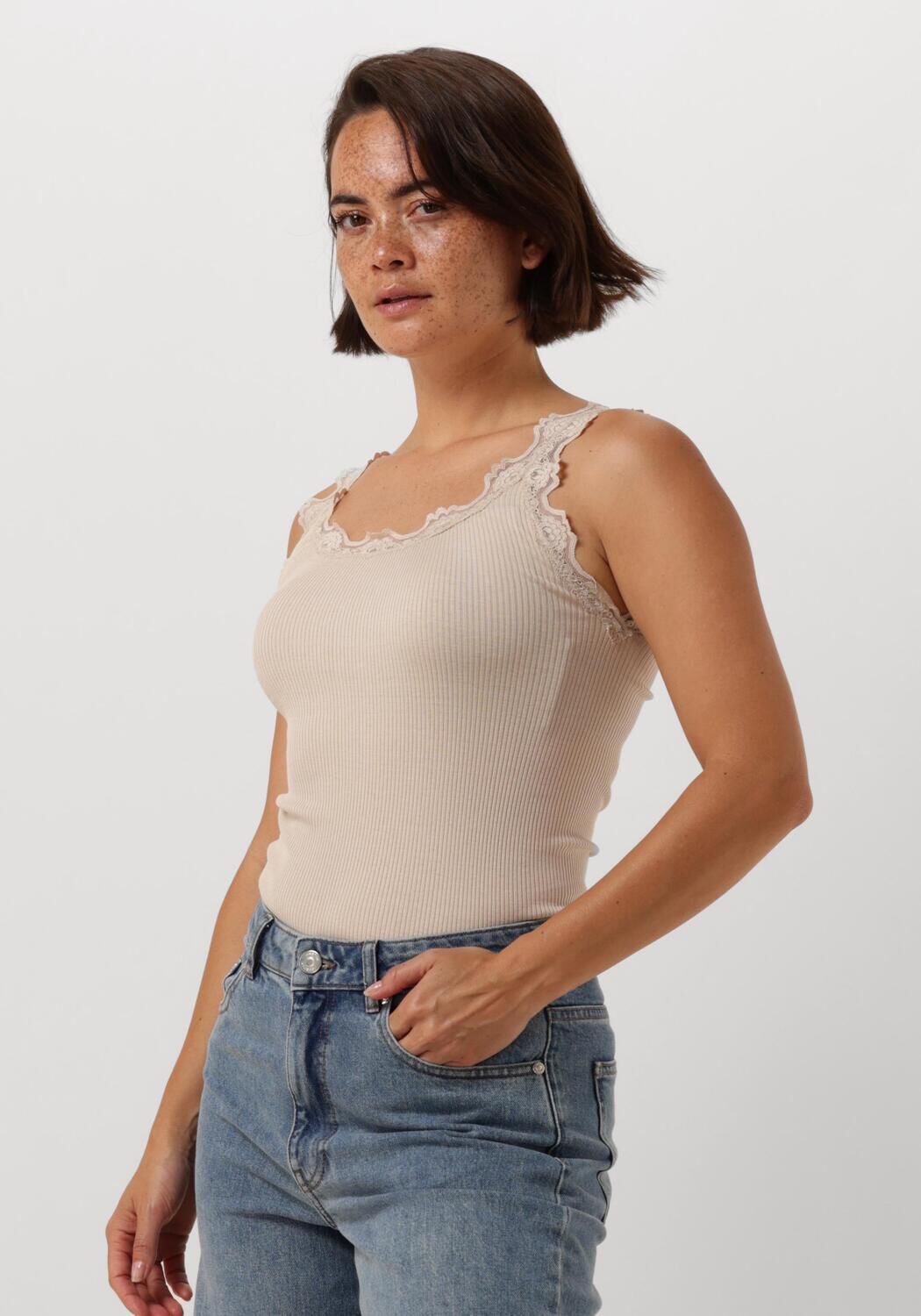 ROSEMUNDE Dames Tops & T-shirts Babette Silk Top W Lace Beige