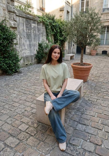 Groene SELECTED WOMEN T-shirt SLFESSENTIAL SS BOXY TEE - large