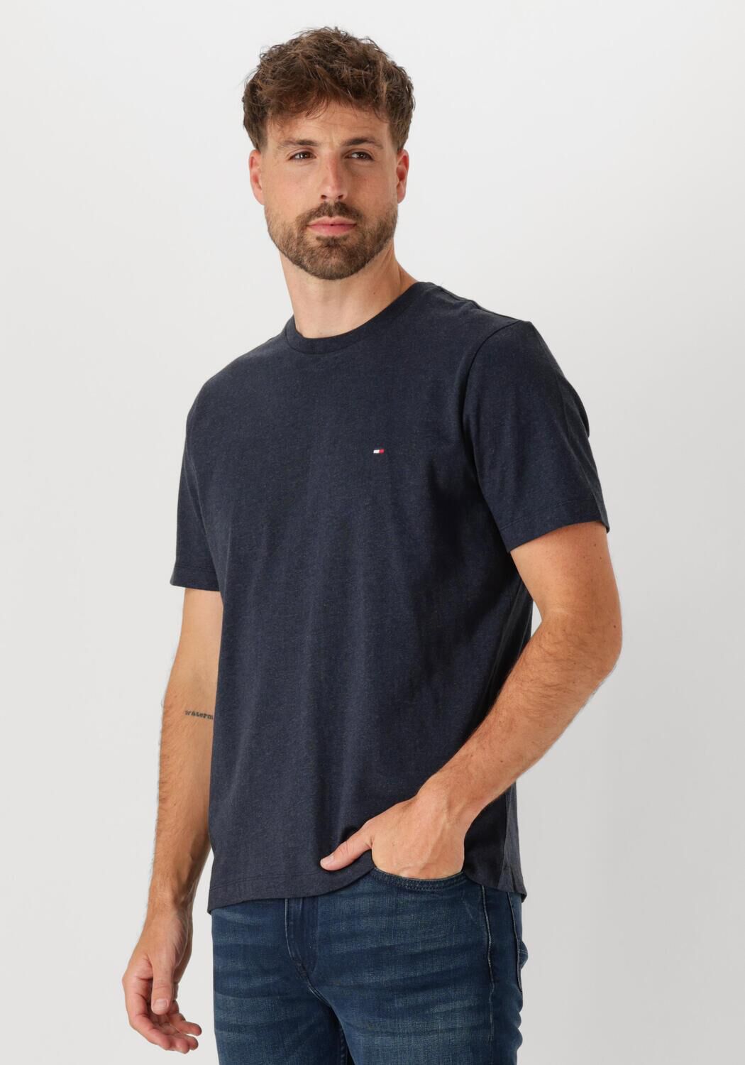 TOMMY HILFIGER Heren Polo's & T-shirts Essential Reg Fit Heather Tee Donkerblauw