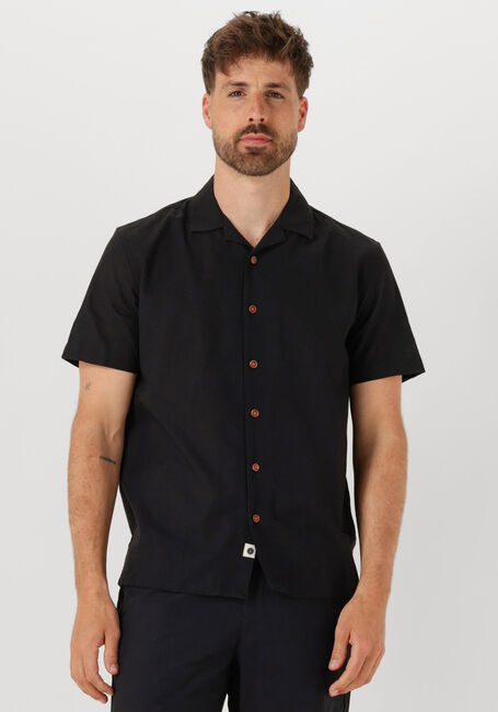 Zwarte ANERKJENDT Overhemden AKLEO SSS COT/LINEN SHIRT - large