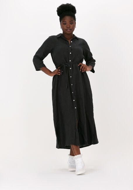 Zwarte BY-BAR Midi jurk IRENE LINEN DRESS - large