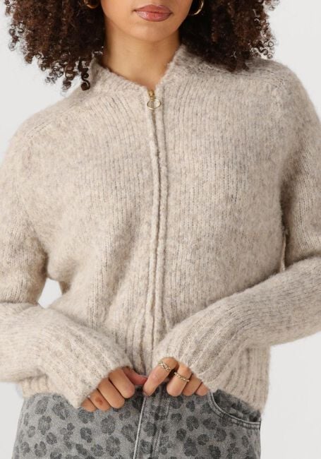 Beige BY-BAR Trui JONAS ZIPP CARDIGAN - large