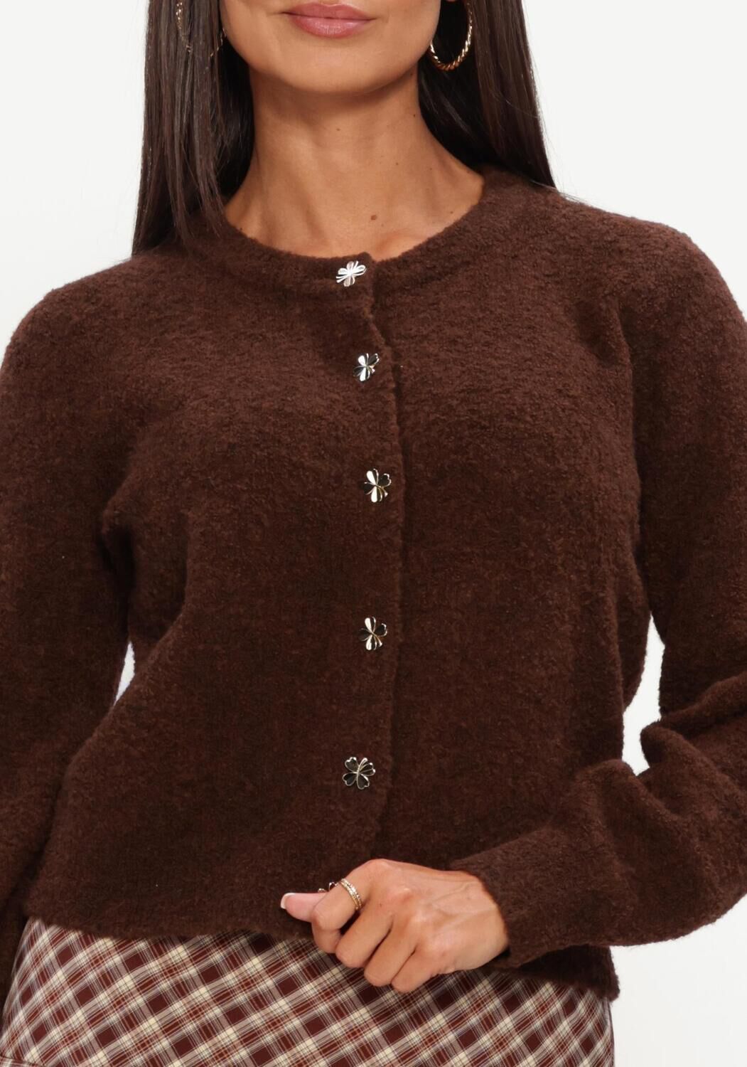 Bruine YDENCE Trui CARDIGAN EDEN - large