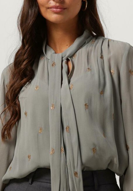 Grijze SCOTCH & SODA Blouses EMBROIDERED TOP WITH TIE NECK - large