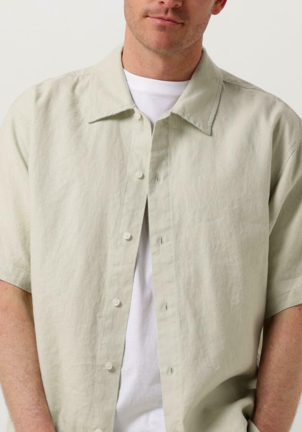 WOODBIRD Heren Overhemden Wbbanks Linen Shirt Mint