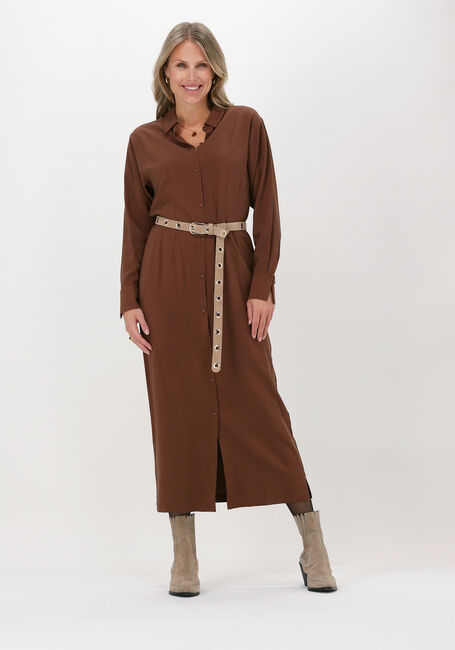 Bruine ANOTHER LABEL Maxi jurk SJOROER DRESS L/S - large
