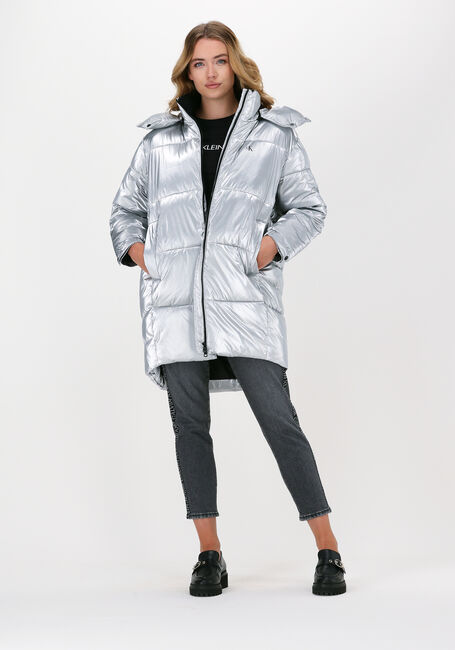 Zilveren CALVIN KLEIN Gewatteerde jas COCOON OVERSIZED SILVER JACKET - large