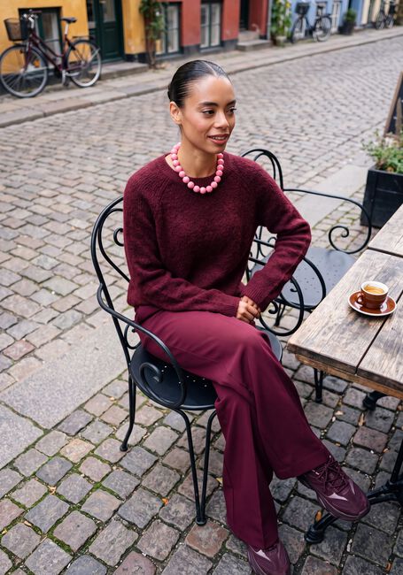 Bordeaux OBJECT Wijde broek OBJLISA WIDE PANT - large