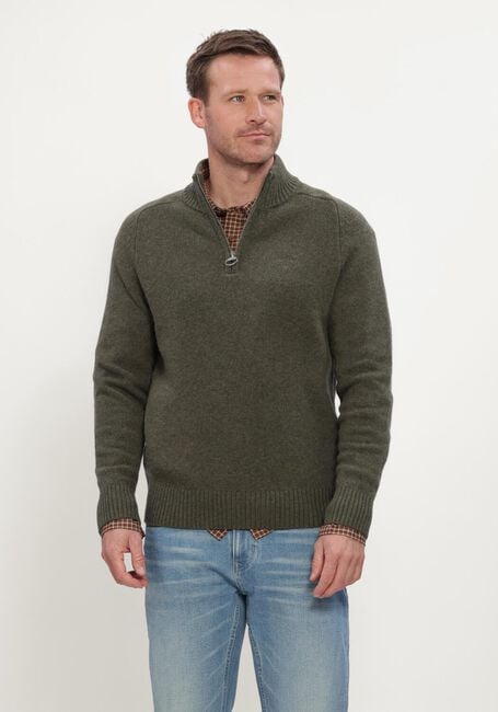 Groene BARBOUR Trui NEWTOWN HALF ZIP KNITTED JUMPER KNITWEAR - large