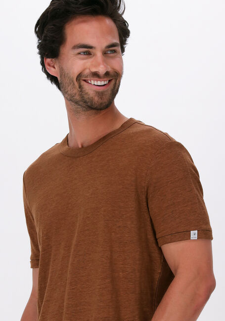 Bruine CAST IRON T-shirt SHORT SLEEVE R-NECK LINEN SLIM FIT - large