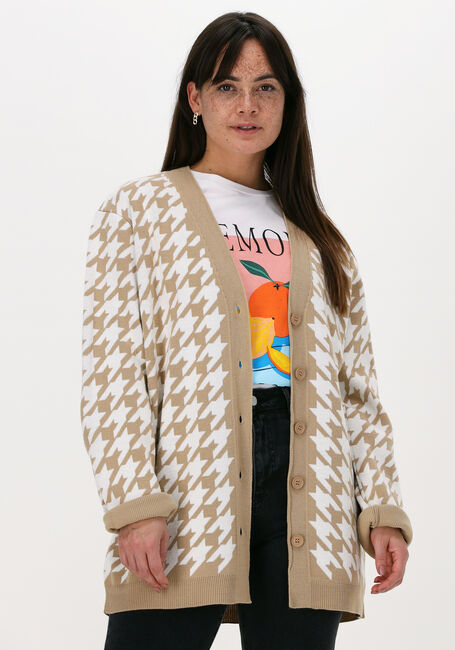 Camel RIANNE MEIJER x NA-KD Vest HOUNDSTOOTH LONG CARDIGAN - large