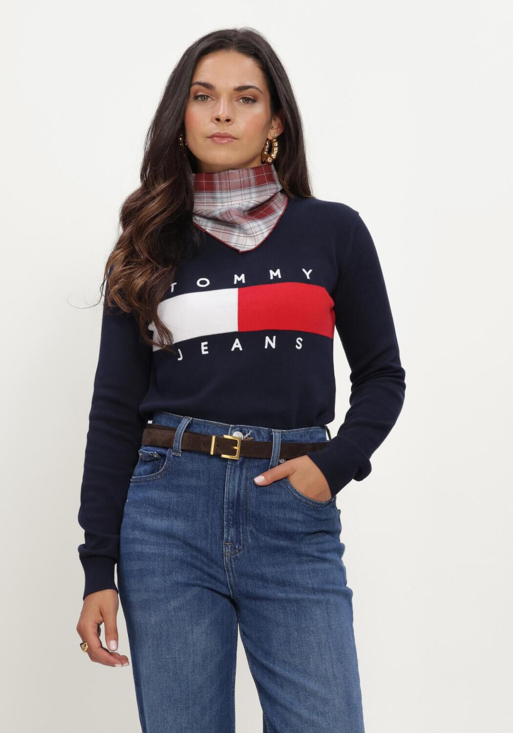 Donkerblauwe TOMMY JEANS Sweater TJW FLAG CREW NECK SWEATER EXT - large