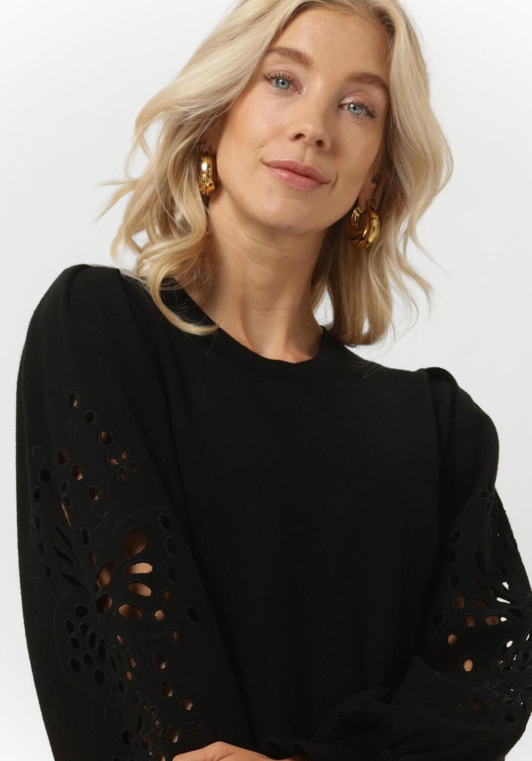 zwarte object midi jurk reynard ls knit dress