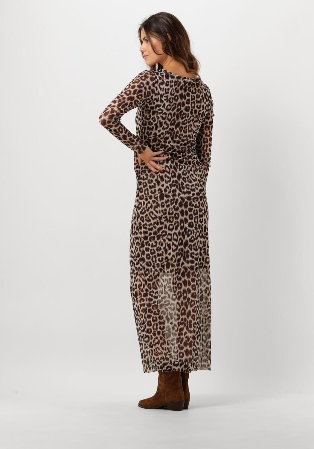 CATWALK JUNKIE Dames Jurken Long Sleeve Mesh Dress Leopard
