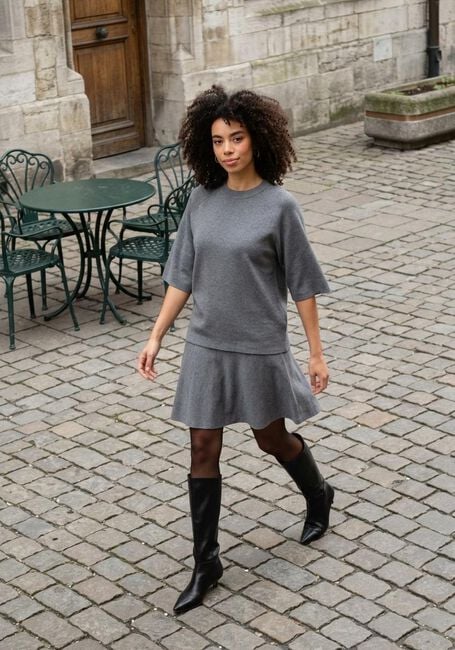 Grijze OBJECT Minirok OBJREYNARD HW SHORT KNIT SKIRT - large