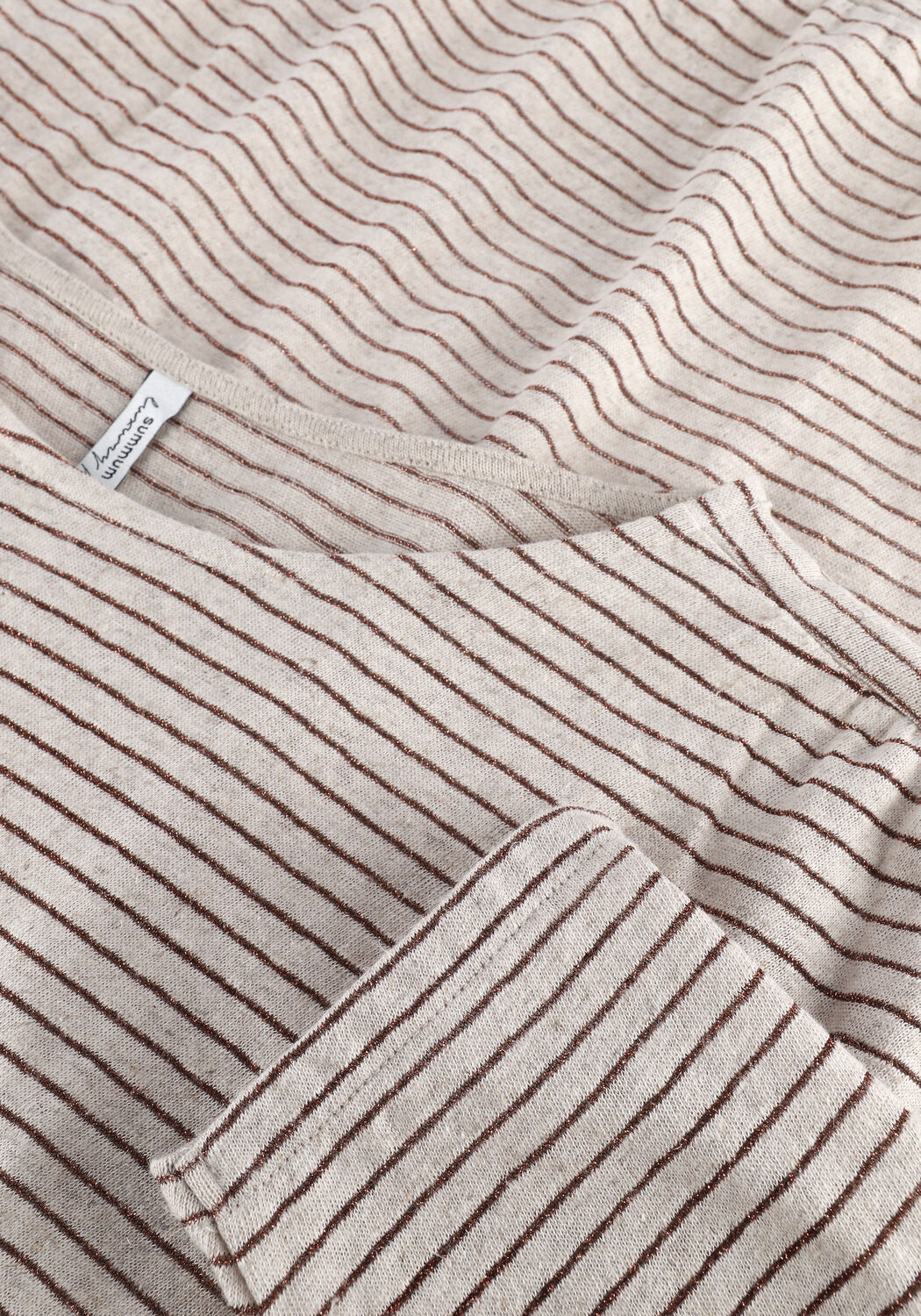Beige SUMMUM Top TOP COTTON LINEN METALLIC STRI - large