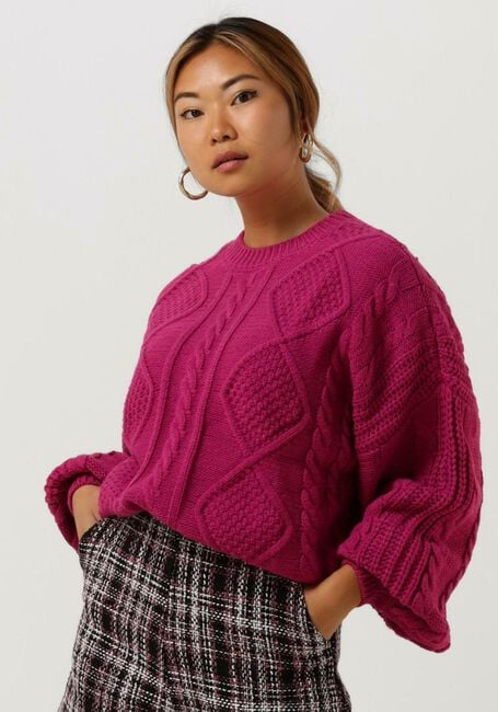 Roze COLOURFUL REBEL Trui OLIVIA CABLE KNITWEAR SWEATER - large