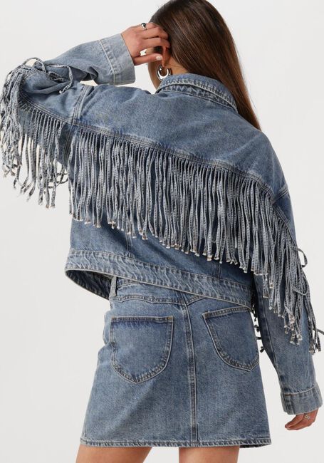 Blauwe Y.A.S. Spijkerjas YASAIKO LS DENIM FRINGE JACKET - large