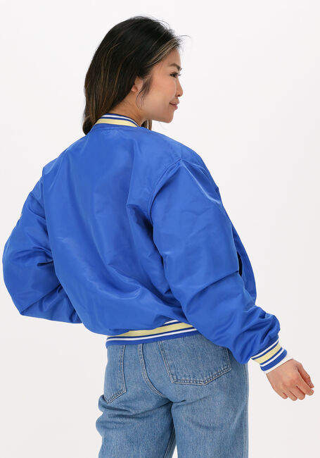 Blauwe COLOURFUL REBEL Jack FELICIA PATCH SATIN BOMBER JACKET - large