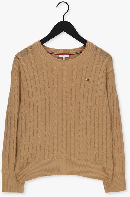 Camel TOMMY HILFIGER Trui SOFTWOOL CABLE C-NK SWEATER - large