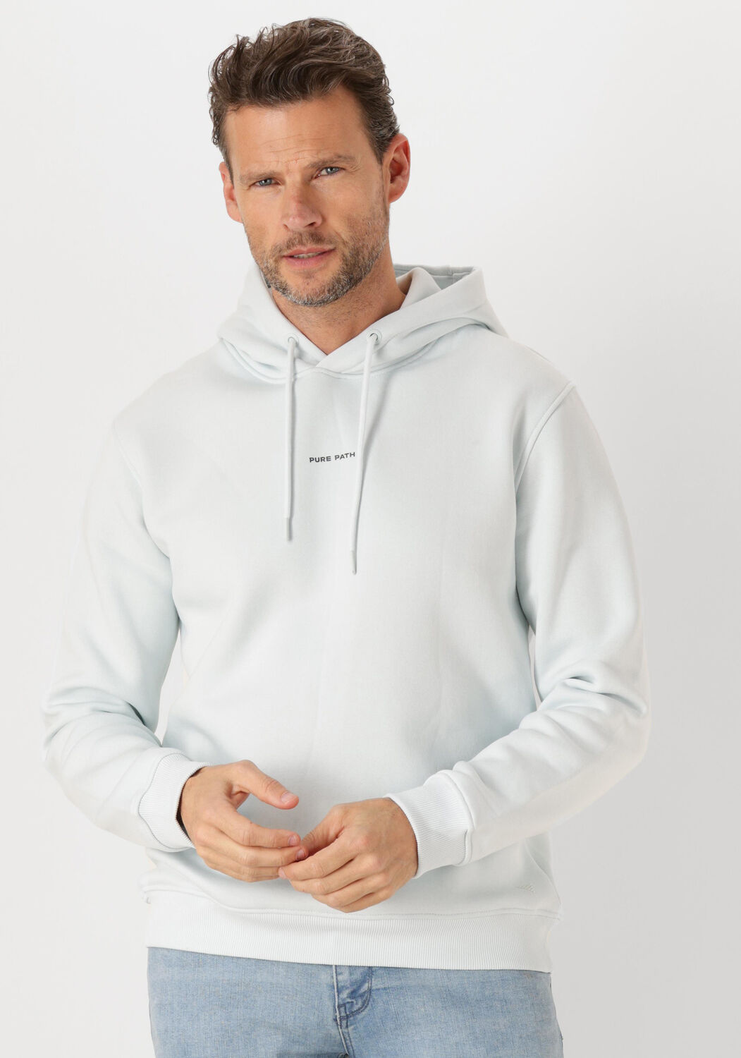 PURE PATH Heren Truien & Vesten Regular Fit Hoodie Ls Sweaters Wit