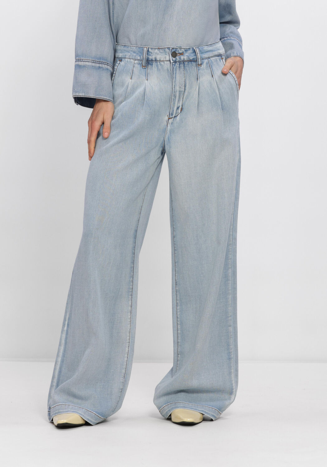 Blauwe MY ESSENTIAL WARDROBE Wide jeans MWZITO 171 HIGH WIDE PANT - large