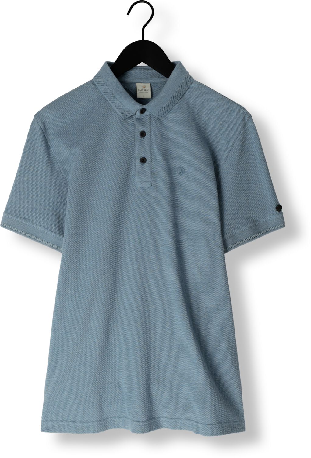 CAST IRON Heren Polo's & T-shirts Short Sleeve Polo Popcorn Jersey Melange Blauw