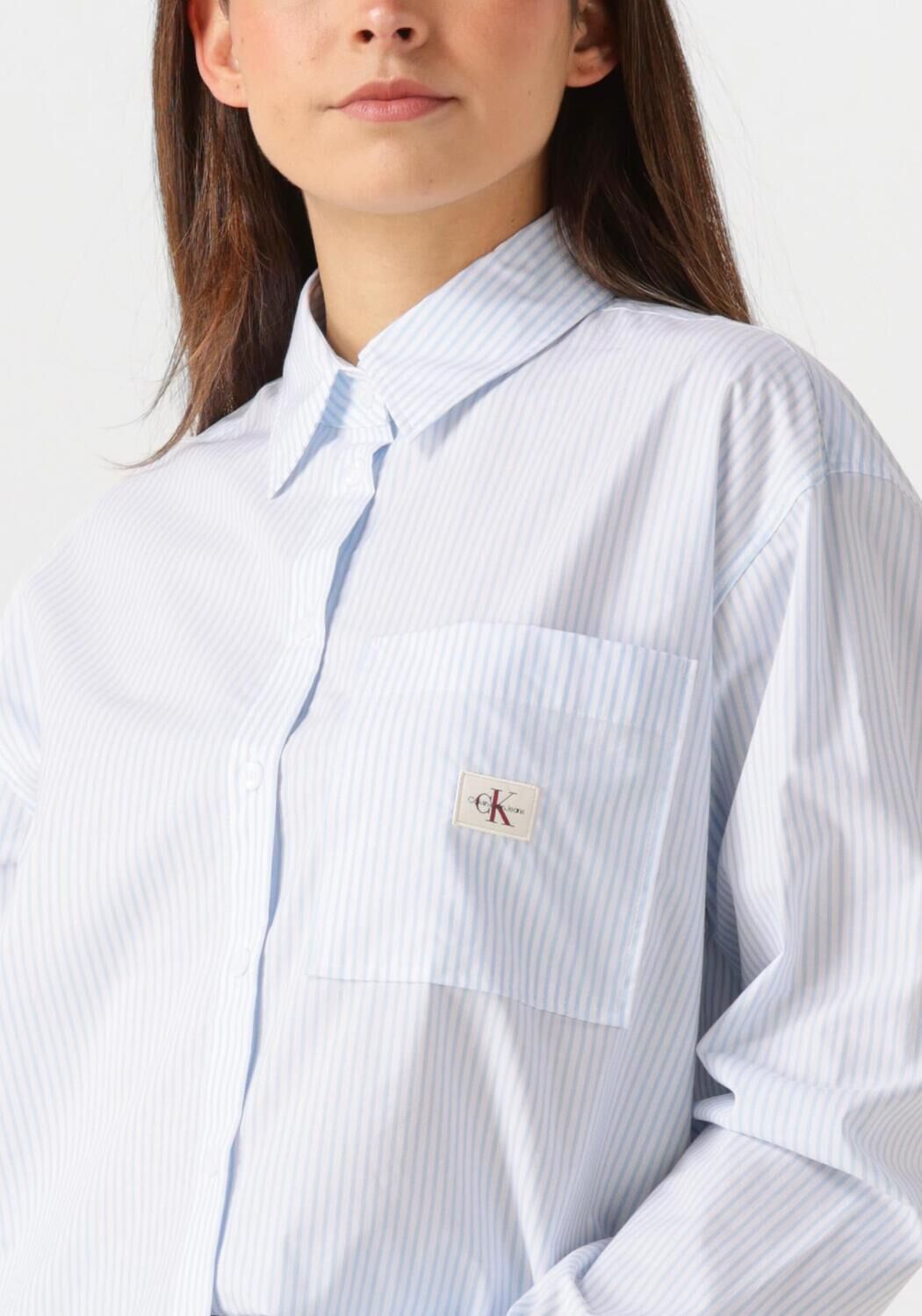 CALVIN KLEIN Dames Blouses Woven Label Relaxed Shirt Lichtblauw