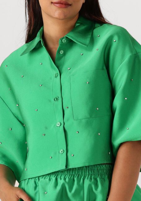 Groene ALIX THE LABEL Blouses LADIES WOVEN EMBELLISHED SATIN BLOUSE - large