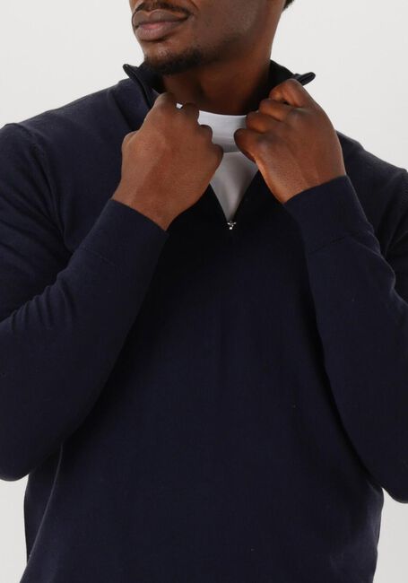 Donkerblauwe PROFUOMO Trui PULLOVER HALF ZIP MERINO - large