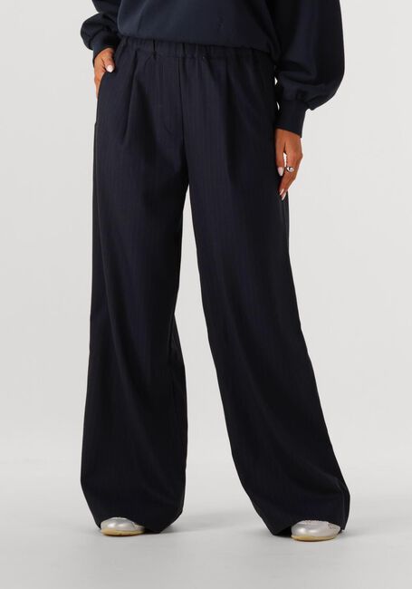 Donkerblauwe BY-BAR Wijde broek BENJI PINSTRIPE PANTS - large
