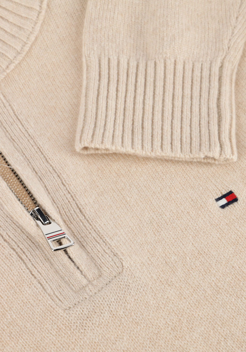 Ecru TOMMY HILFIGER Trui LAMBSWOOL ZIP MOCK - large