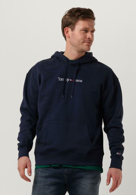 Donkerblauwe TOMMY JEANS Sweater TJM REG LINEAR HOODIE - large