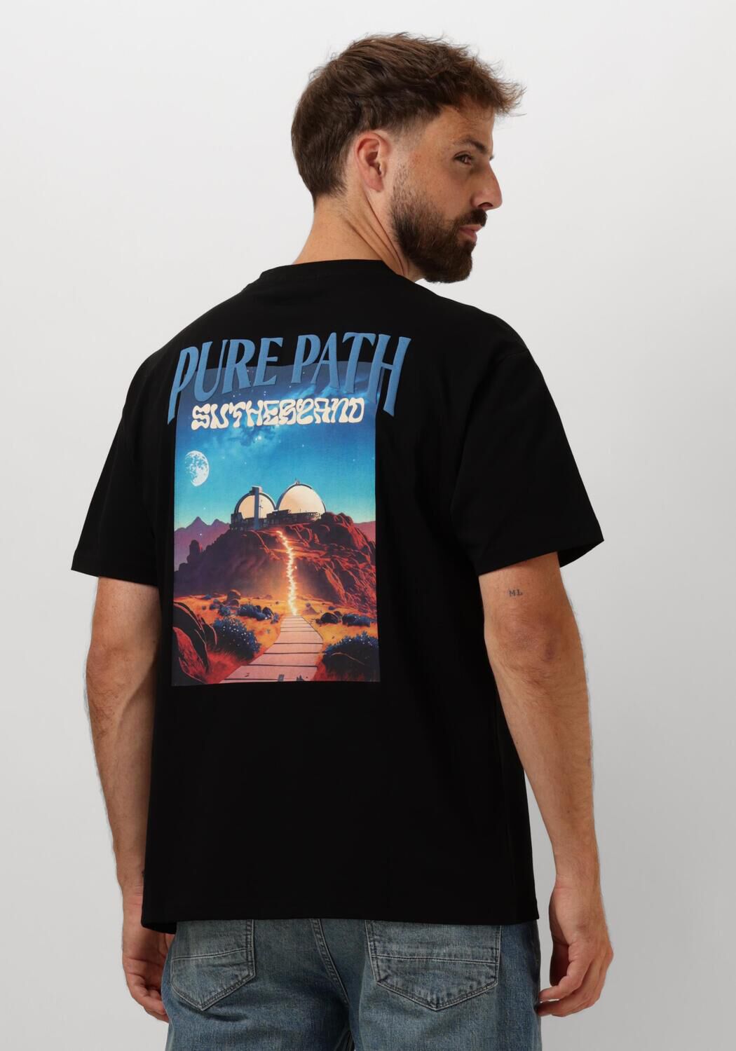 PURE PATH Heren Polo's & T-shirts Loose Fit T-shirts Crewneck Ss112 Zwart