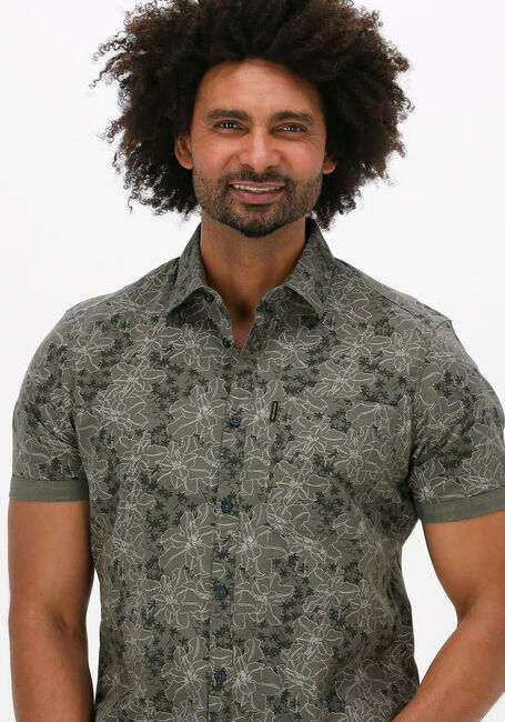 Olijf PME LEGEND Casual overhemd SHORT SLEEVE SHIRT PRINT ON CTN SLUB - large