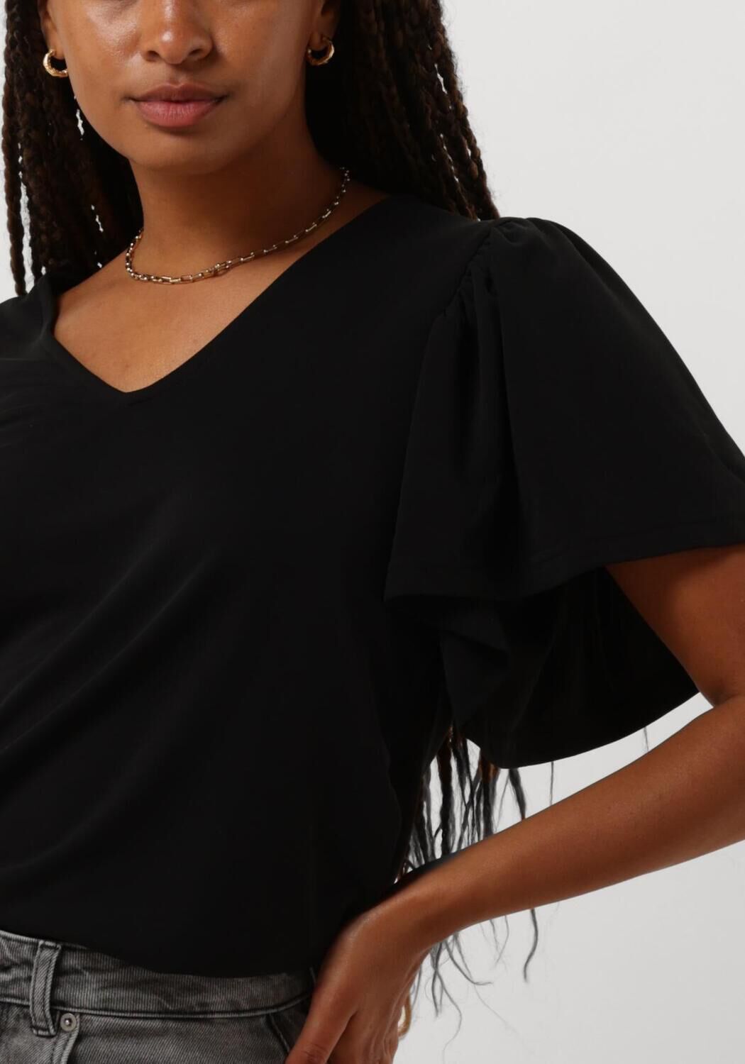 MINUS Dames Tops & T-shirts Rianne V-neck T-shirt Zwart