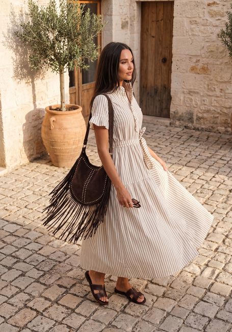 Beige NEO NOIR Jurken NELLIE WIDE STRIPE DRESS - large
